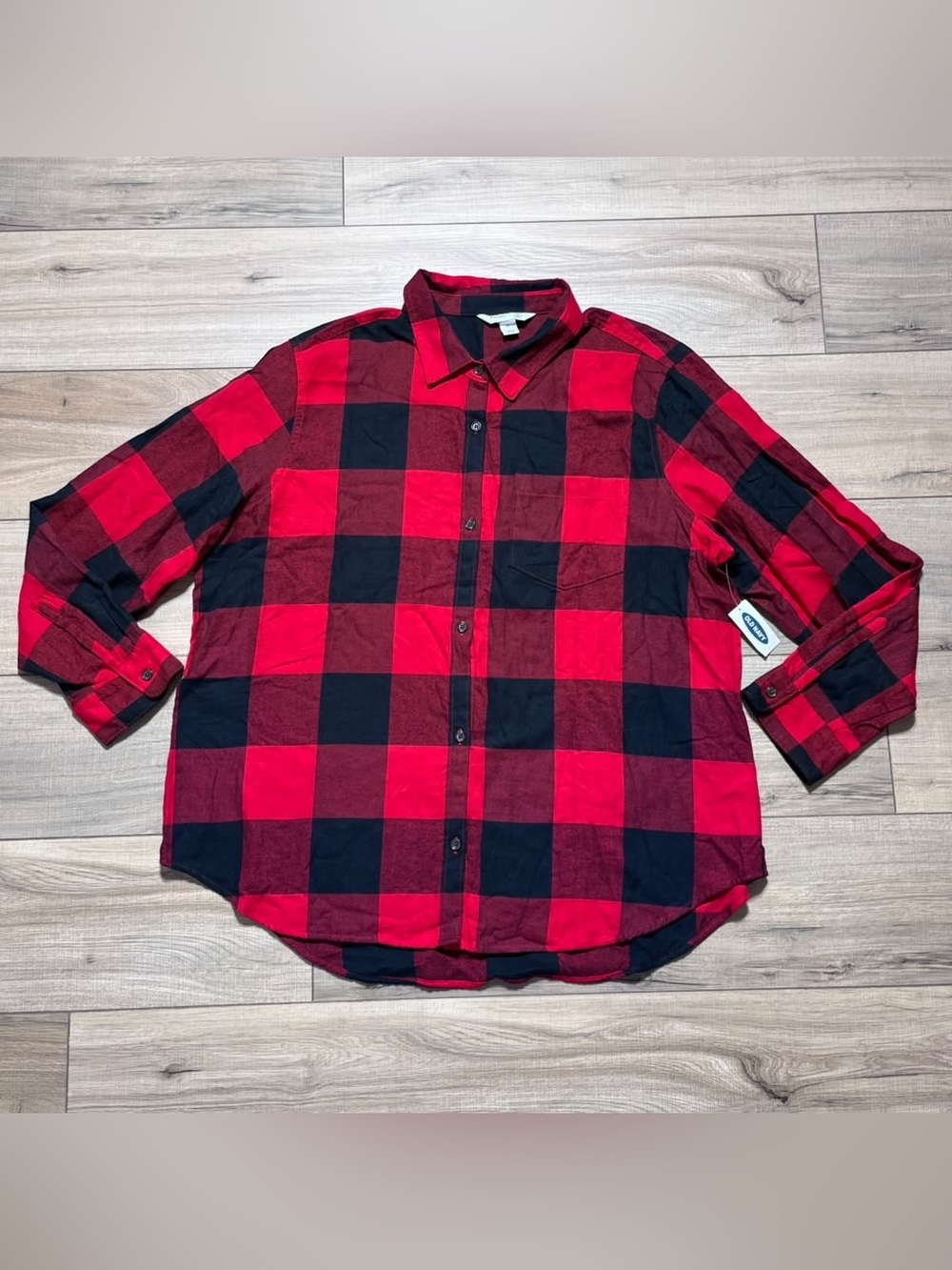 Old Navy Womens Buffalo Plaid Long Sleeve Classic Button Up Flannel Shirt XXL
